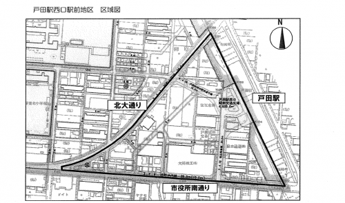戸田駅西口駅前地区まちづくり区域図