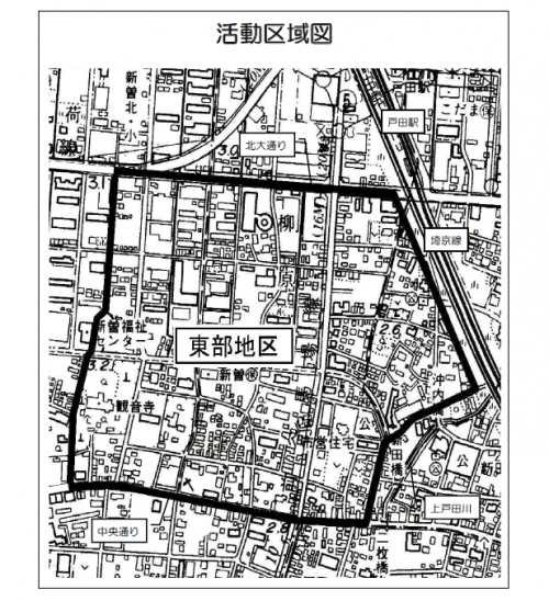 新曽中央東部地区まちづくり協議会活動区域図
