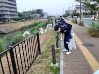 笹目川遊歩道の清掃状況の写真