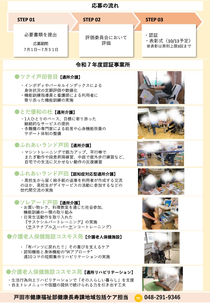 戸田市元気ケア推進事業所認証制度(戸田市要介護度改善奨励制度)募集チラシ_2