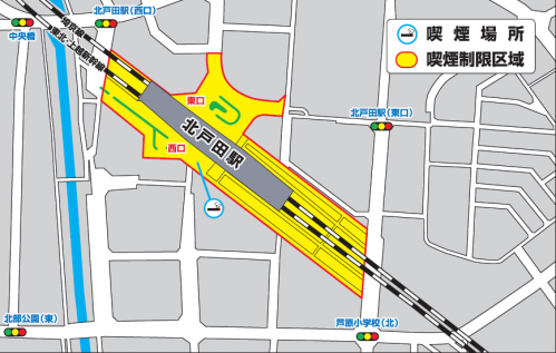 北戸田駅喫煙制限区域の地図
