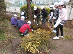 新曽小学校子どもたちの植樹写真